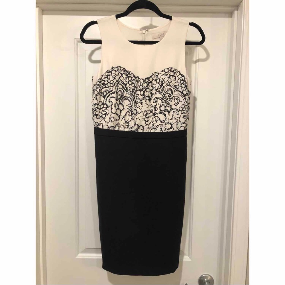 LOFT Black and White Dress Size 2